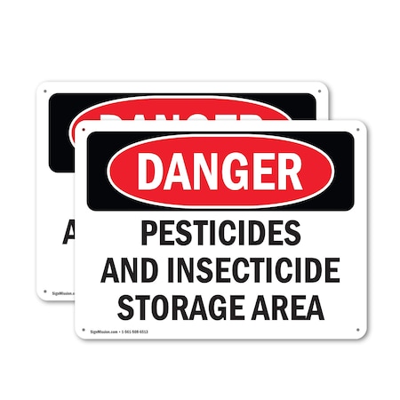 Signmission Pesticides And Insecticide Storage Area Danger Sign, Plastic, 14in W x 10in L, 2PK OS-2PACK-DS-P-1014-L-1978